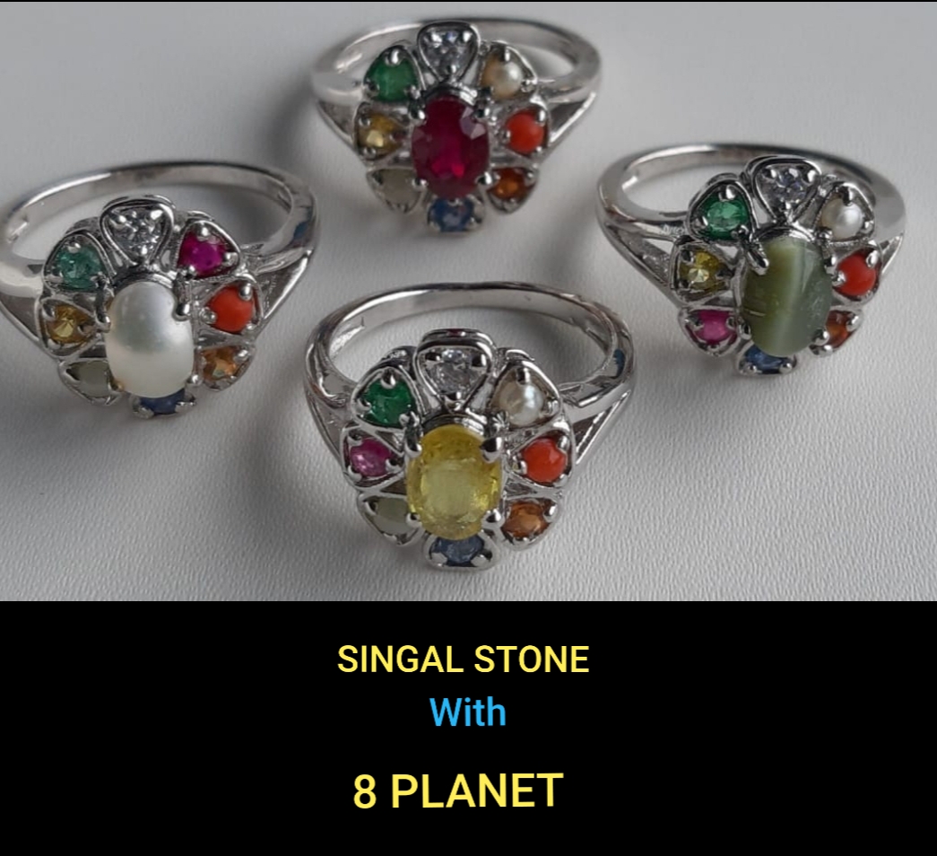 Single Stone with 8 Planet Rings